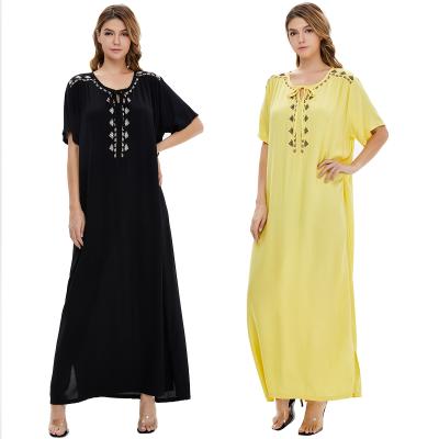 China Muslim Clothing New Arrival Embroidery Shorts High Quality Formal Casual Daily Sleeve Muslim Abaya Kaftan Dress for sale