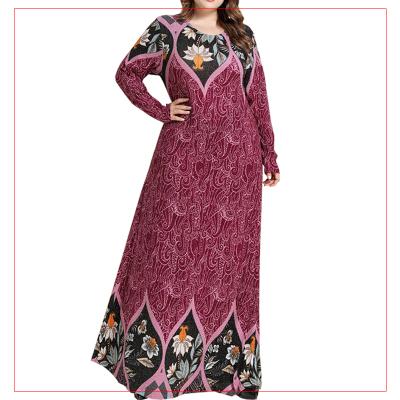 China Fashion Big Online Factory Women Abaya Kimono Leisure Abaya Muslim Long Sleeve Long Robe Colorful Printing Muslim Arabian Robe for sale