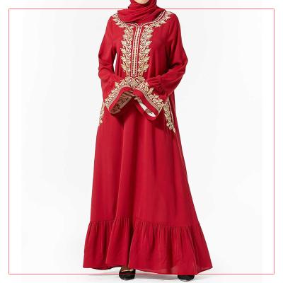 China Dubai Abaya Robe Embroidered Pocket Trumpet Sleeve Swing Style Daily Casual Formal Muslim Over Dress Large for sale