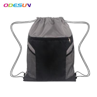 China New Sedex 4P Waterproof BSCI Audit Promotional Colorful Polyester Material With Mesh Pocket Drawstring Bag for sale