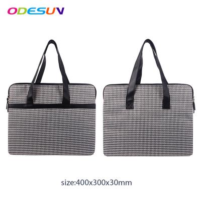 China Sedex 4P New Laptop Sedex 4P Audit BSCI Audit Houndstooth Carrying Polyester Material And PU Laptop Bag for sale