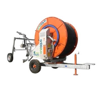 China permanent medium land hose reel retractable sprinkler irrigation system Aquajet 85-300 TX for sale