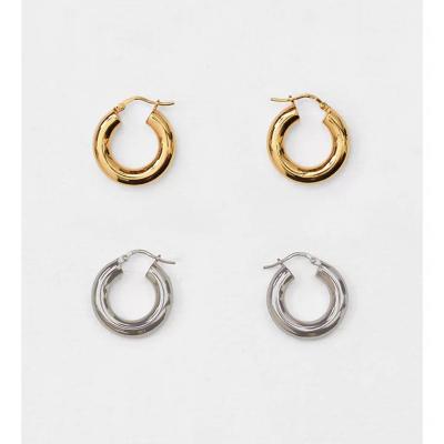 China Domi Fashion Jewelry 18k Hoop Earring Stainless Steel Lead Free Gold Plated Hoop Earring Endless Chic Wholesale for sale