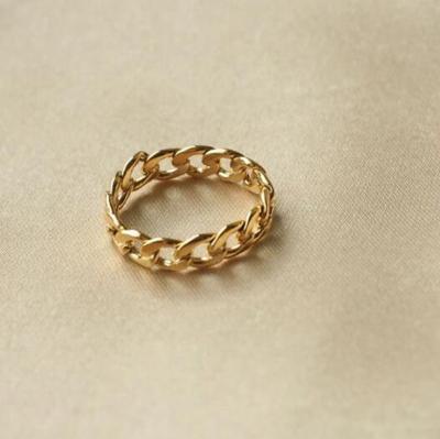 China Eternit Band Modern and Timeless FASHIONABLE Handmade Tasty Women Wedding 18k Gold Curb Link Chain Ring for sale