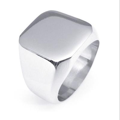 China Environmental Friendly Square Stainless Steel Plain White Surface High Fine Polishing Ring For Men And Women for sale