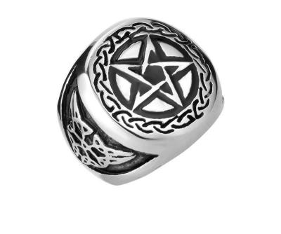 China Large Black Ring Agate Stainless Steel Ring Agate Stainless Lucky Jewish Star Of David Environmentally Friendly Men's Ring for sale