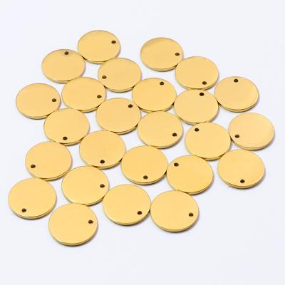 China TRENDY Fashion DIY Jewelry Stainless Steel Gold Plated Logo Name Coin Charms Custom Pendant For Pendant Necklace for sale