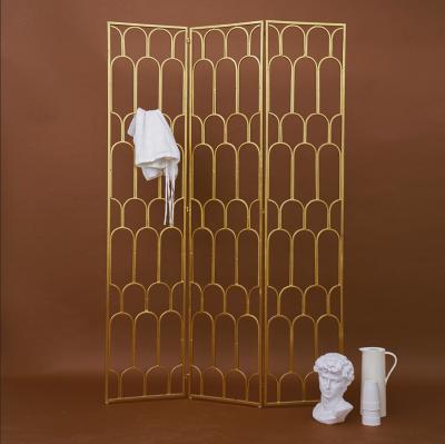 China Mediterranean Home Decoration Metal Living Room Hollow Folding Room Divider for sale