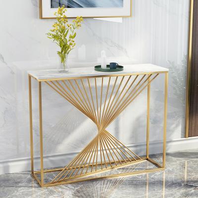 China Classic Console Table (Other) Adjustable Home Luxury Marble Top Decorative Living Room Corner Console Hallway Table for sale