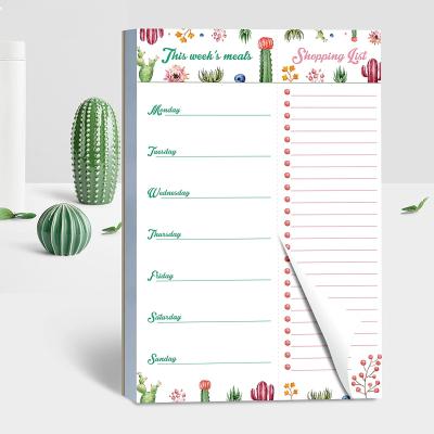 China Self Adhesive 90 Page Meal Planner Notepad Weekly Shopping List with Magnetic Back Plate for sale