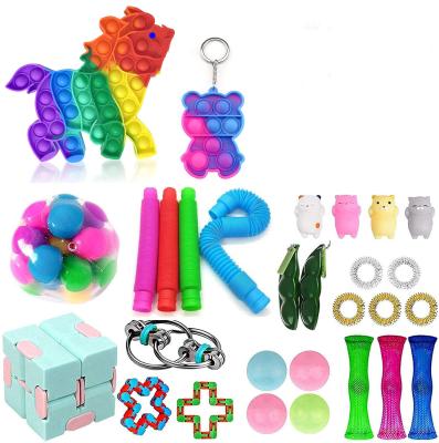 China Silicone Kids Silicone Acupressure Relieve Sensory Single Sensor Toy Set Pops Fidget Toys Worry Push Noise Bubble Busy Person for sale