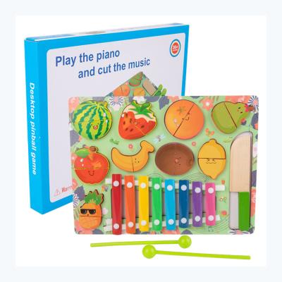 China Desktop Kids Wooden Magnetic Pretend Matching Game Cut Fruit Xylophone Musical Play Montessori Blow Piano Educational Wooden Toy for sale