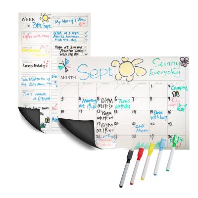 China Wall Calendar Weekly and Monthly Whiteboard Planner and Note to Attention Kitchen Fridge Magnetic Dry Erase Calendar Set for sale