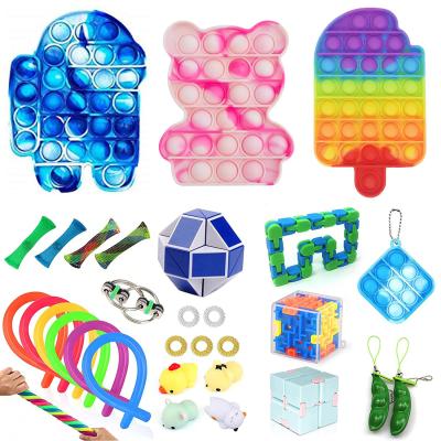 China New Silicone Push Noise Bubble Moving Person Toys Set Package Stress Sound Sensory Kids Sonic Planet Fidget Toys for sale