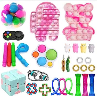 China Silicone Adult Kids Birthday Gifts Christmas Stocking Stuffer Stress Relief Set Kits Stress Relief Sensory Toys for sale