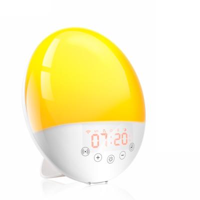 China Tuya Radio WiFi Smart Night Light Soporific Radio Digital Wake Up Alarm Clock 7 Colors FM Sunrise/Sunset Light for Alexa Google Home for sale