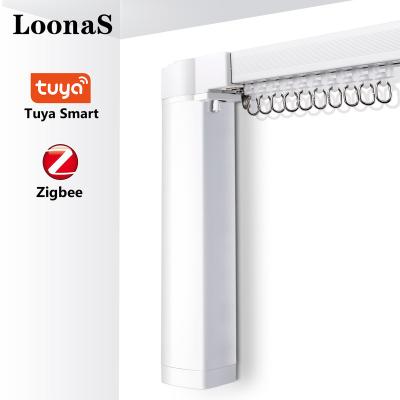 China Desktop 2nd Generation Tuya Zigbee Automatic Heavy Duty Motorized Smart Motor Designs Aluminum Windows Track Electric Curtain Tracks for sale