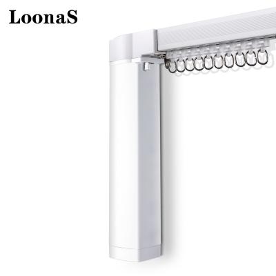 China Morden Loonas Customized Track With RF Alexa And Google Control Tuya Smart WiFi Remote Auxiliary Electric Curtain Motor System for sale