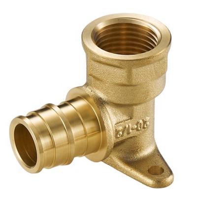 China Pipe Lines Connect China Supplier F1960 Female Wall-plate Seated Elbow Quick Connector Pex Crimp Brass Expansion Fitting for sale