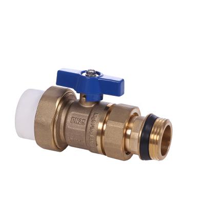 China Hotsales DN25 1inch Thread Diameter Male Thread PPR Standard Water Flow Forged Brass Ball Valve With Butterfly Handle for sale