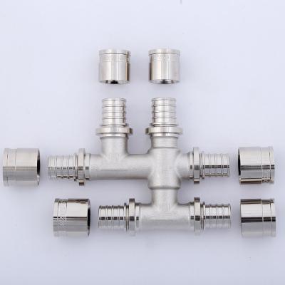 China Good Quality TT16 TT20 Male Thread 6 Way Diameter Equal Diameter Tube Connection Tubing Pipe Pipe Tee Brass Fittings for sale