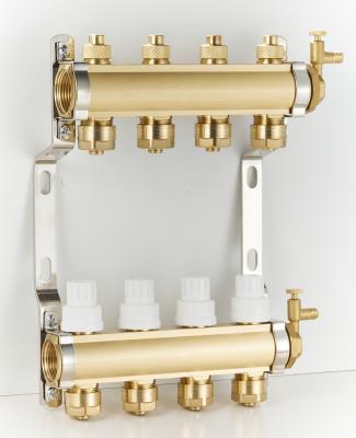 China Wholesale 2 to 13 Loops Flexible Heating Diverse Brass Manifolds Radiant Plumbing Manifold with Meter and Flow Union for Underfloor Heating for sale