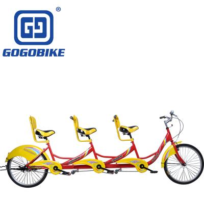 China Hot Sale Steel 24 Inch Steel Frame Traveling Three Person Bicycle for sale