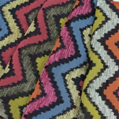 Cina multicolor wave pattern chenille fabric for Upholstery abstract design in vendita