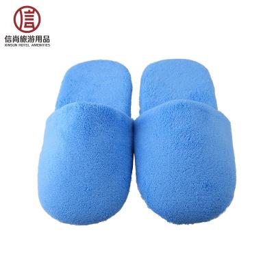 China Cheap wholesale soft plush foam hotel slippers disposable blue slipper for sale