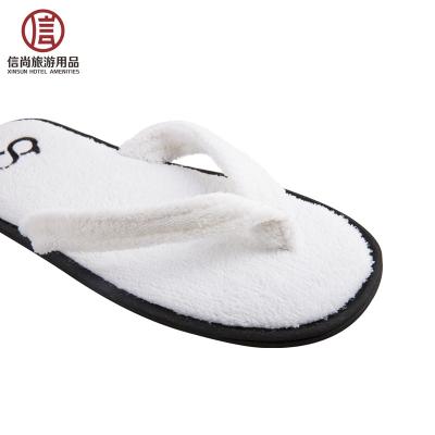 China Latest Soft Velvet Flip Flop Hotel Bathroom Terry Slipper for sale