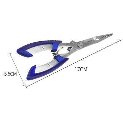 China Factory direct 2CR13 stainless steel+PVC multifunctional straight pointed mouth fishing scissors pliers with steel wire lost rope for sale