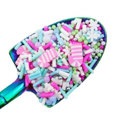 China Worldwide Pink White Snowflakes Candy Canes Mix Polymer Clay Sprinkles Slices For Slime Christmas Opens Nail Deco Tumbler Resin Fillers for sale