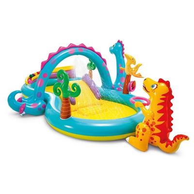 China Landing mat for INTEX 57135 dinoland play extra padding center with moving dino arch sprayer attaches to garden hose inflatable pool set for kids for sale