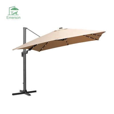 China EMERSON Garden Large Luxury Solar Led Umbrellas Outdoor Patio Parasol Sun Proof Umbrella for sale