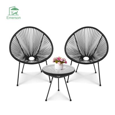 China EMERSON Garden Bistro Sets Patio Modern Conversation Wicker Bistros Set 3 Piece Patio Furniture for sale