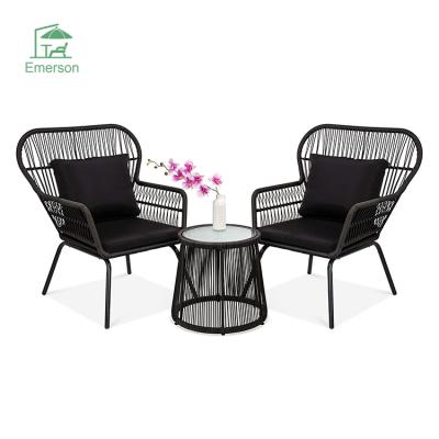 China EMERSON Outdoor Garden Bistro Set Modern 3 Piece Garden Furniture Patio Wicker Furniture for sale