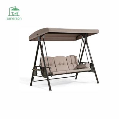 China EMERSON Modern Outdoor Waterproof Patio Swing Chair Canopy Swing EMERSON Double Luxury Steel Frame for sale