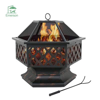 China Stored EMERSON Fire Pit Outdoor Metal Square Firepit Patio Stove Wood Garden Fire Pit for sale