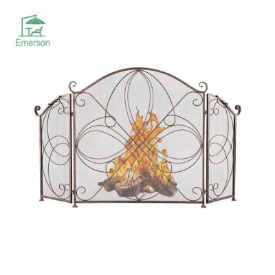 China EMERSON Custom Decorative Fireplace Screen Modern Metal Iron Fireplace Screen for sale