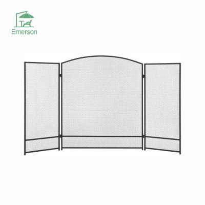 China EMERSON Black Metal Fireplace Screen Modern Decorative Fireplace Accessories Patio Fireplace Screens for sale