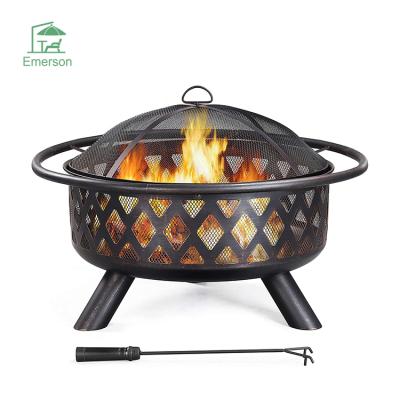 China EMERSON Wholesale Modern Patio Outdoor Fire Pit Metal Steel Wood Burning Stocked Fire Pit for sale