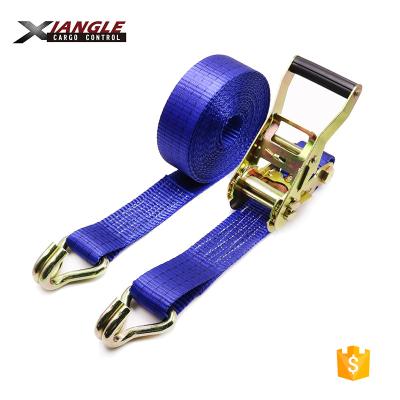 China Polyester Fast Release Double Link Down 3000kgs 1.5 Inch J-Hook Strap Cargo Strap Polyester Ratchet Lashing Straps for sale