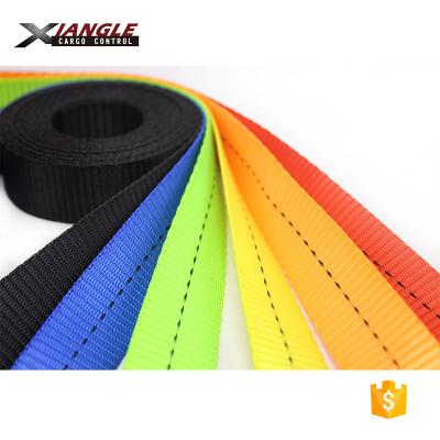 China 100% high tenacity polyester yarn 25mm high strength polyester webbing strap used for ratchet and cam buckle straps for sale