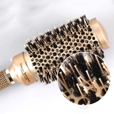 China Boar Professional Thermal Nylon Blended Bristle Brush Hair Duct Salon Ceramic Hair Brush for sale