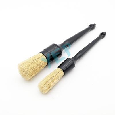 China Cleaning Or Combing Yeah Car Cleaning Brush Natural Bristle With Soild Handle 2PCS Auto Detailing Car Brush Brush for sale