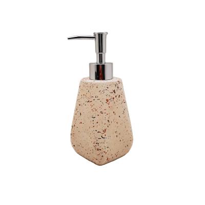 China Sustainable Modern Fashion Polyresin Terrazzo Bathroom Accessories Soap Dispenser For Home And Hotel for sale