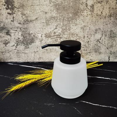 China Viable Popular Design Bathroom Accessories Luxury Frosted Glass Liquid Soap Dispenser for sale