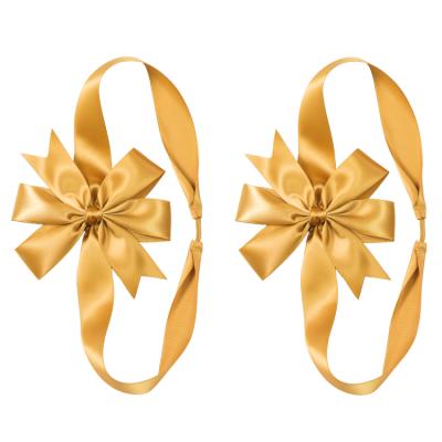 China Luster Custom Elastic Band Satin Ribbon Ready Made Bow For Gift Box Wrapping for sale