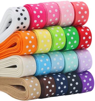 China Custom 1.5 inch 38mm 75mm viable wholesale polka dots printed dots grosgrain ribbon for sale