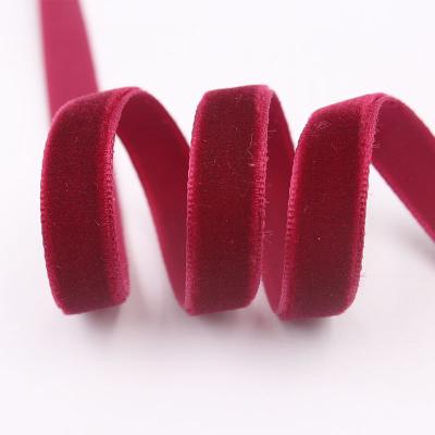 China Recyled Factory Wholesale High Quality Plain 10mm Face Velvet Soft Silk Ribbon for sale